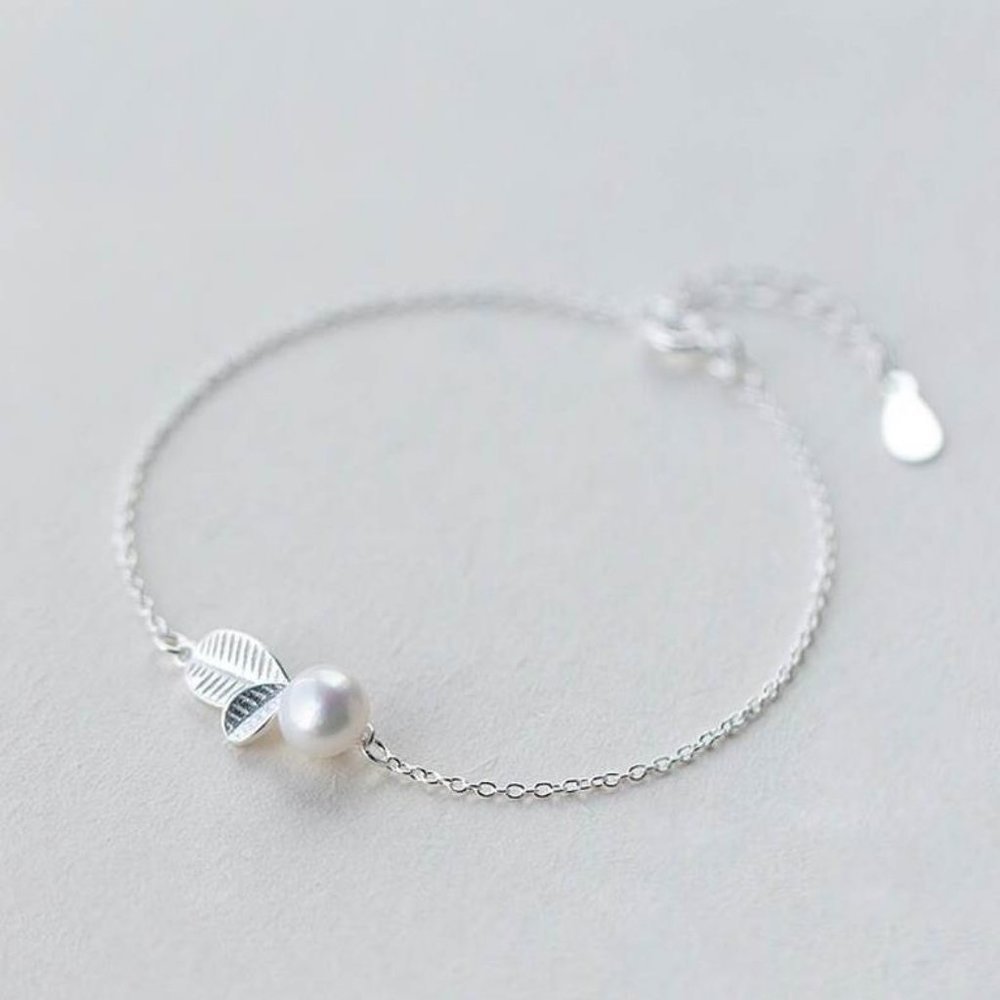 NEW [Set of 3] 925 Sterling Silver Pearl Leaf Set - Picture 6 of 8